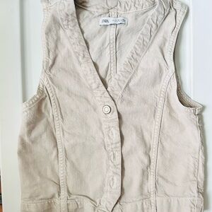 Zara Light Tan Button-Up Vest